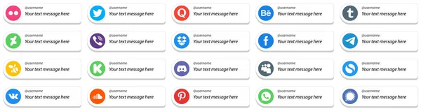 Customizable Follow Social Media Icons Pack Messenger Deviantart Dropbox Icons — Stok Vektör