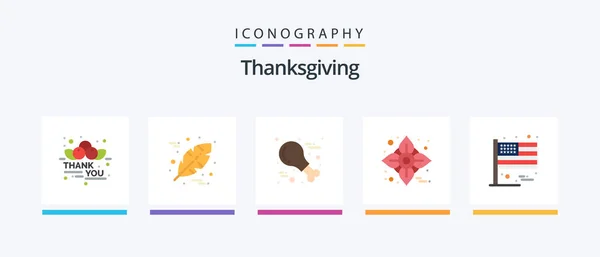 Thanksgiving Flat Icon Pack Including Thanksgiving American Poultry Thanksgiving Autumn — Stock vektor