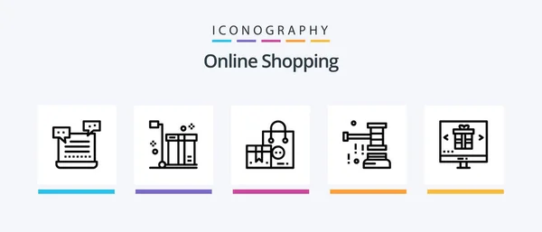 Online Shopping Line Icon Pack Including Sale Chaffer Shopping Auction — Archivo Imágenes Vectoriales