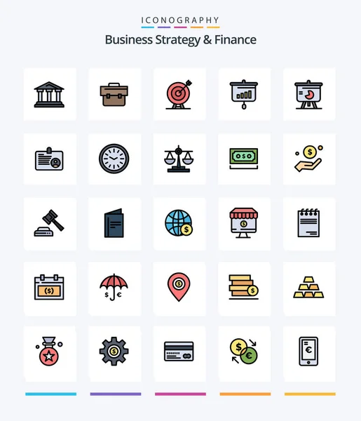 Creative Business Strategy Finance Line Filled Icon Pack Information Presentation — Archivo Imágenes Vectoriales