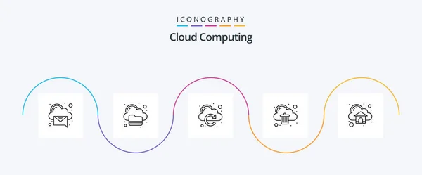 Cloud Computing Line Icon Pack Including Cloud Cloud Remove Cloud — Vettoriale Stock