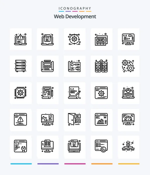 Creative Web Development Outline Icon Pack Web Development Web Data — Image vectorielle