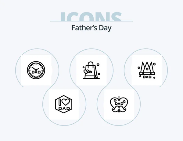 Fathers Day Line Icon Pack Icon Design Dad Travel Clock — Stock Vector