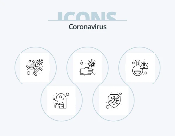 Coronavirus Line Icon Pack Icon Design Bacterium Protection Coronavirus Disease — Stock vektor