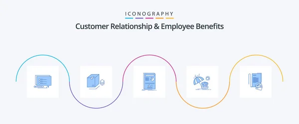 Customer Relationship Employee Benefits Blue Icon Pack Including Notebook Season — Wektor stockowy