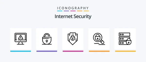 Internet Security Line Icon Pack Including Shield Internet Password Lock — Vettoriale Stock