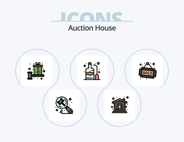 Auction Line Filled Icon Pack Icon Design Target Finance Scales — стоковый вектор