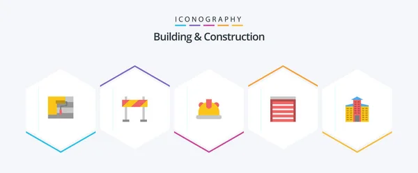 Building Construction Flat Icon Pack Including City Construction Building Construction — Vettoriale Stock