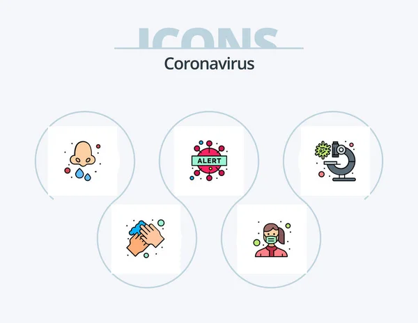 Coronavirus Line Filled Icon Pack Icon Design Engagement Medicine Breathe — Vetor de Stock