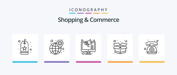 Shopping Commerce Line Icon Pack Including Search Quality Sale Premium — Stockvektor