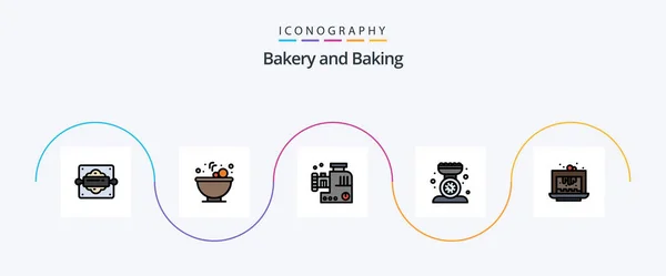 Baking Line Filled Flat Icon Pack Including Baking Scale Meat — Διανυσματικό Αρχείο