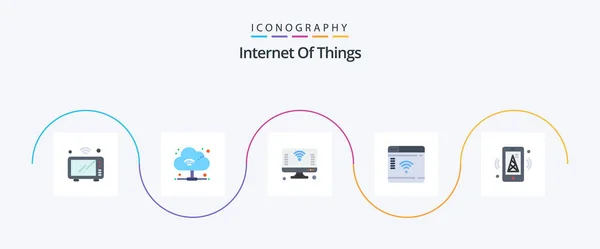 Internet Things Flat Icon Pack Including Internet Router Computer Iot — Stockový vektor