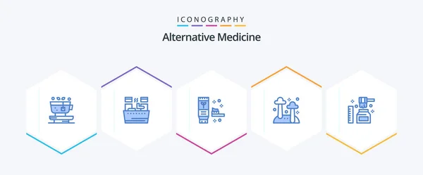 Alternative Medicine Blue Icon Pack Including Honey Nature Ecology Mushroom — Image vectorielle