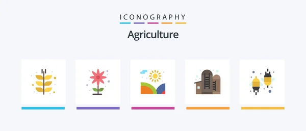 Agriculture Flat Icon Pack Including Agriculture Grain Garden Container Water — Stok Vektör