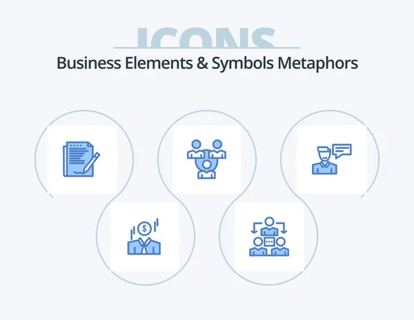 Business Elements Symbols Metaphors Blue Icon Pack Icon Design Conversation — Stock vektor