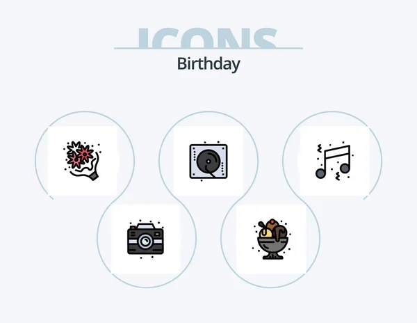 Birthday Line Filled Icon Pack Icon Design Sweet Party Love — Vetor de Stock