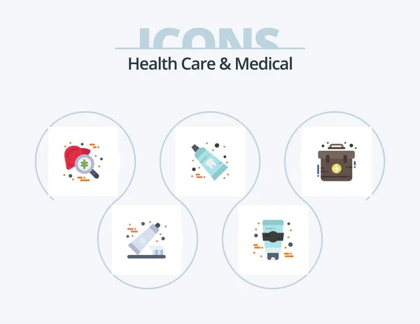 Health Care Medical Flat Icon Pack Icon Design Emergency Toothpaste — Vector de stock