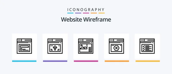 Website Wireframe Line Icon Pack Including Web Internet Website Arrow — Stockvector