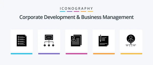 Corporate Development Business Management Glyph Icon Pack Including Contact Profile — Wektor stockowy