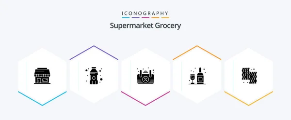 Grocery Glyph Icon Pack Including Farm Open Cooking Animal — Archivo Imágenes Vectoriales