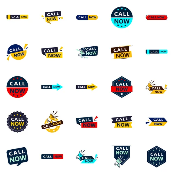 Call Now Eye Catching Typographic Banners Boosting Call Ins — Wektor stockowy