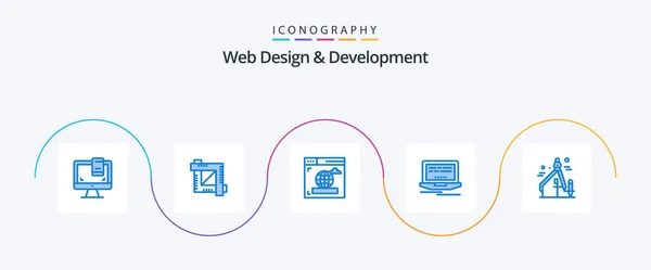 Web Design Development Blue Icon Pack Including Graphic Design Browser — Stock Vector