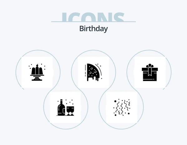 Birthday Glyph Icon Pack Icon Design Box Party Birthday Food — Stock vektor