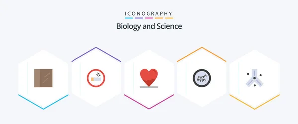 Biology Flat Icon Pack Including Dna Heart Cells Sleep — Vettoriale Stock