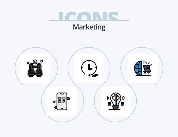 Marketing Line Filled Icon Pack Icon Design Finance Advertising Graph — Archivo Imágenes Vectoriales