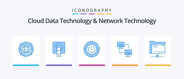 Cloud Data Technology Network Technology Blue Icon Pack Including Data — Stok Vektör