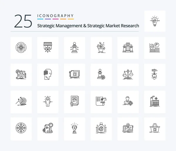 Strategic Management Strategic Market Research Line Icon Pack Including Computer — Vettoriale Stock