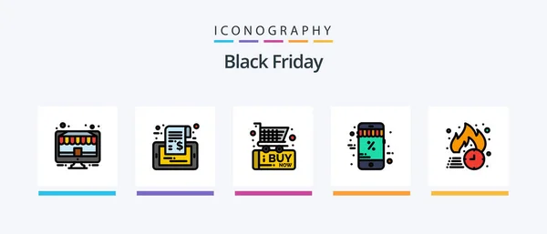 Black Friday Line Filled Icon Pack Including Discount Percentage Sale — Stok Vektör