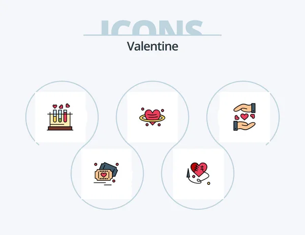 Valentine Line Filled Icon Pack Icon Design Heart Day Cake — Vetor de Stock