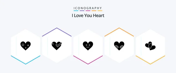 Heart Glyph Icon Pack Including Love Favorites Tick Valentine Heart — Stock Vector