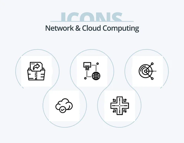 Network Cloud Computing Line Icon Pack Icon Design Technology Computing — Stock Vector