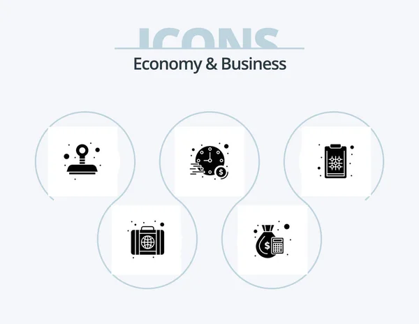 Economy Business Glyph Icon Pack Icon Design Plan Accept Time — Stockový vektor