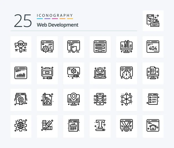 Web Development Line Icon Pack Including Development Web Seo Sitemap — Stock vektor
