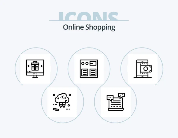 Online Shopping Line Icon Pack Icon Design Product Bag Logistic — Archivo Imágenes Vectoriales