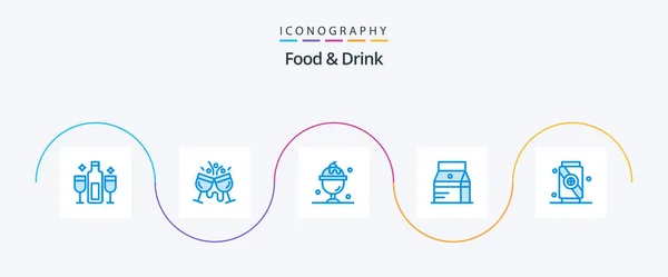 Food Drink Blue Icon Pack Including Food Bottle Drink Summer — Stok Vektör