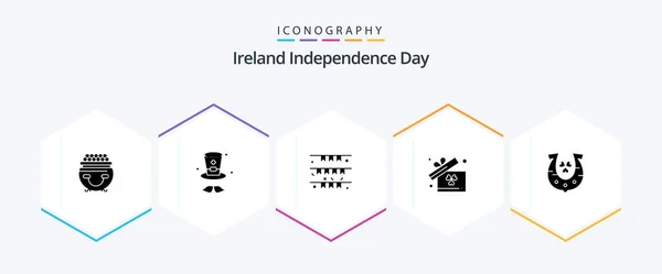 Ireland Independence Day Glyph Icon Pack Including Golden Ireland Banner — Vetor de Stock