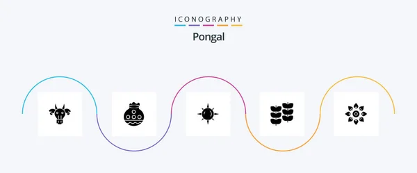 Pongal Glyph Icon Pack Including Pongal Day Sand Sun Pongal — стоковый вектор