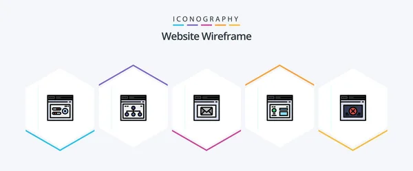 Website Wireframe Filledline Icon Pack Including Page Database Share Browser — Stok Vektör