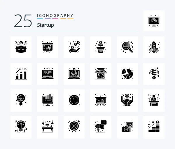Startup Solid Glyph Icon Pack Including Chart Money Growth Income — Archivo Imágenes Vectoriales
