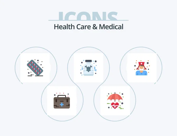 Health Care Medical Flat Icon Pack Icon Design Medicine Medical — Vetor de Stock