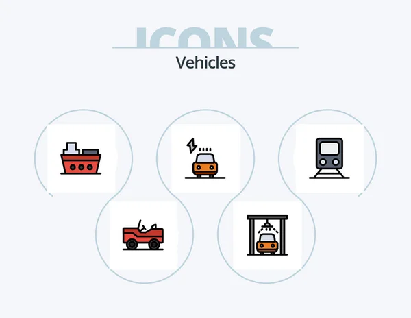 Vehicles Line Filled Icon Pack Icon Design Service Charge Repair — Wektor stockowy