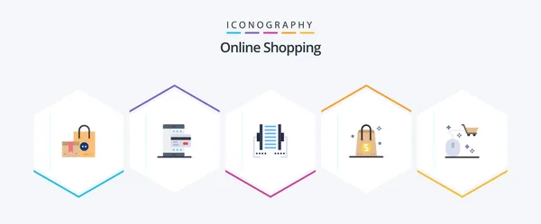 Online Shopping Flat Icon Pack Including Money Bag Payment Transfer — Stok Vektör