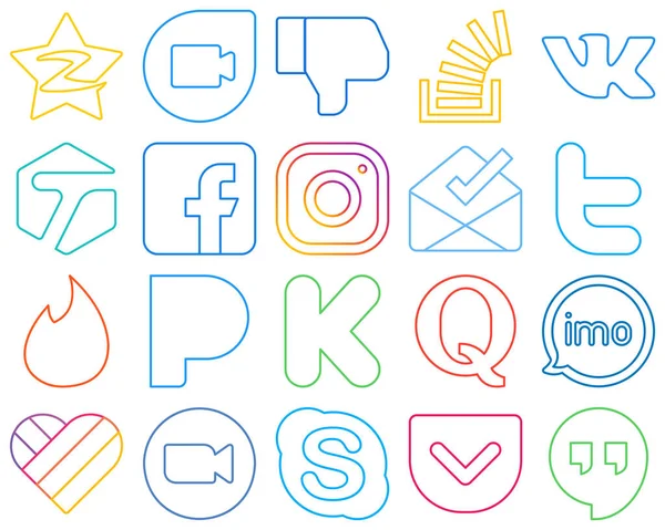 Eye Catching Colourful Outline Social Media Icons Instagram Stock Facebook — Vetor de Stock