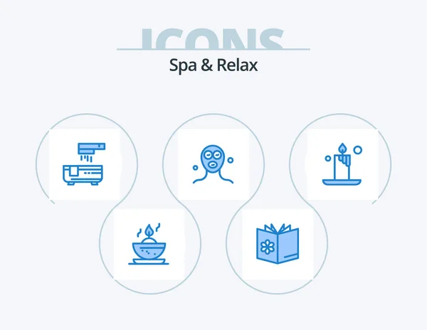 Spa Relax Blue Icon Pack Icon Design Fire Relaxation Bath — Stok Vektör