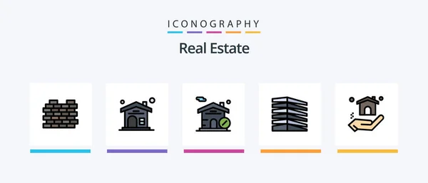Real Estate Line Filled Icon Pack Including Rent Board Real — Stockvektor