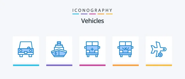 Vehicles Blue Icon Pack Including Van Transport Transportation Vehicles Outline — Stockvektor